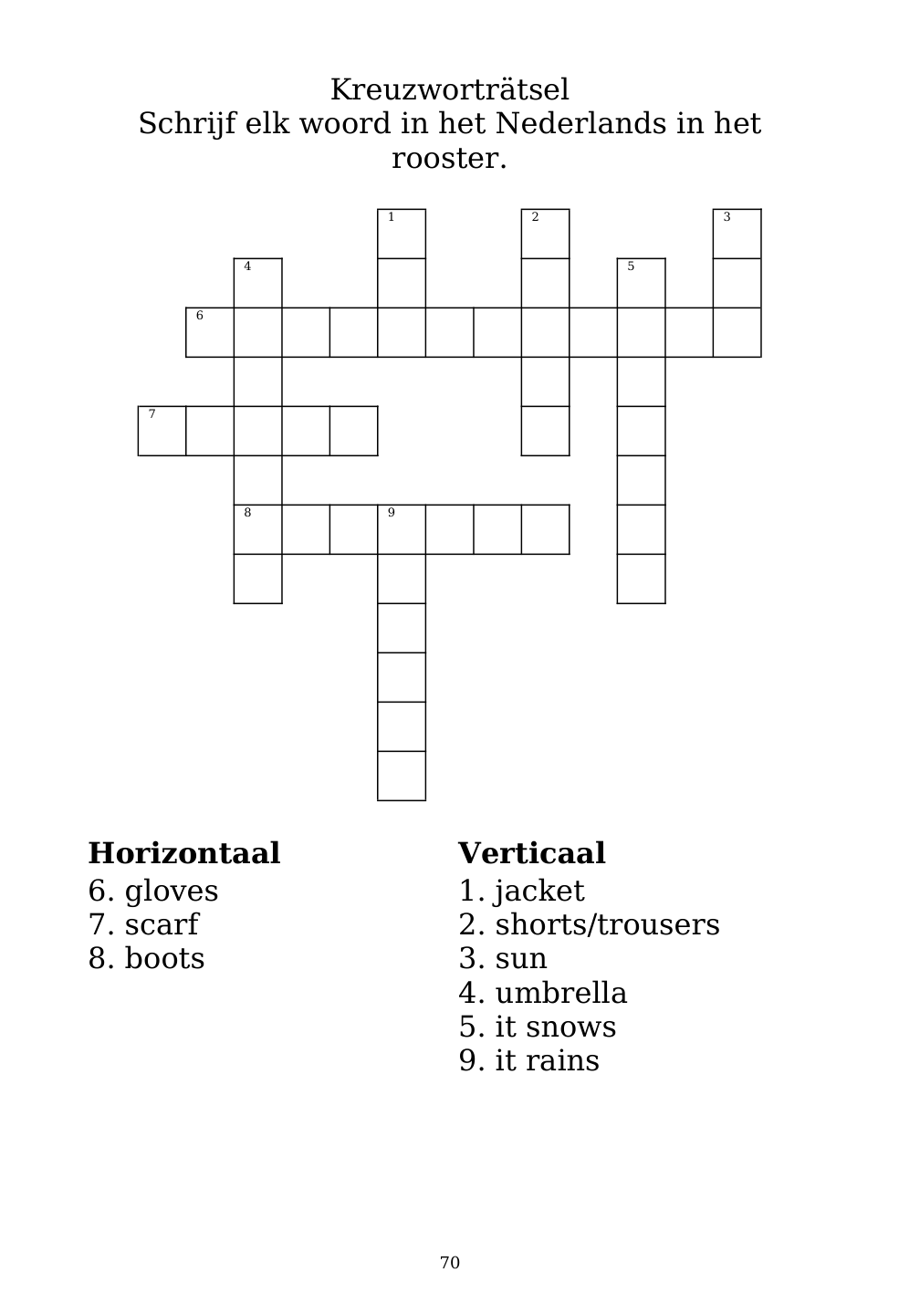 Crossword puzzle from the workbook