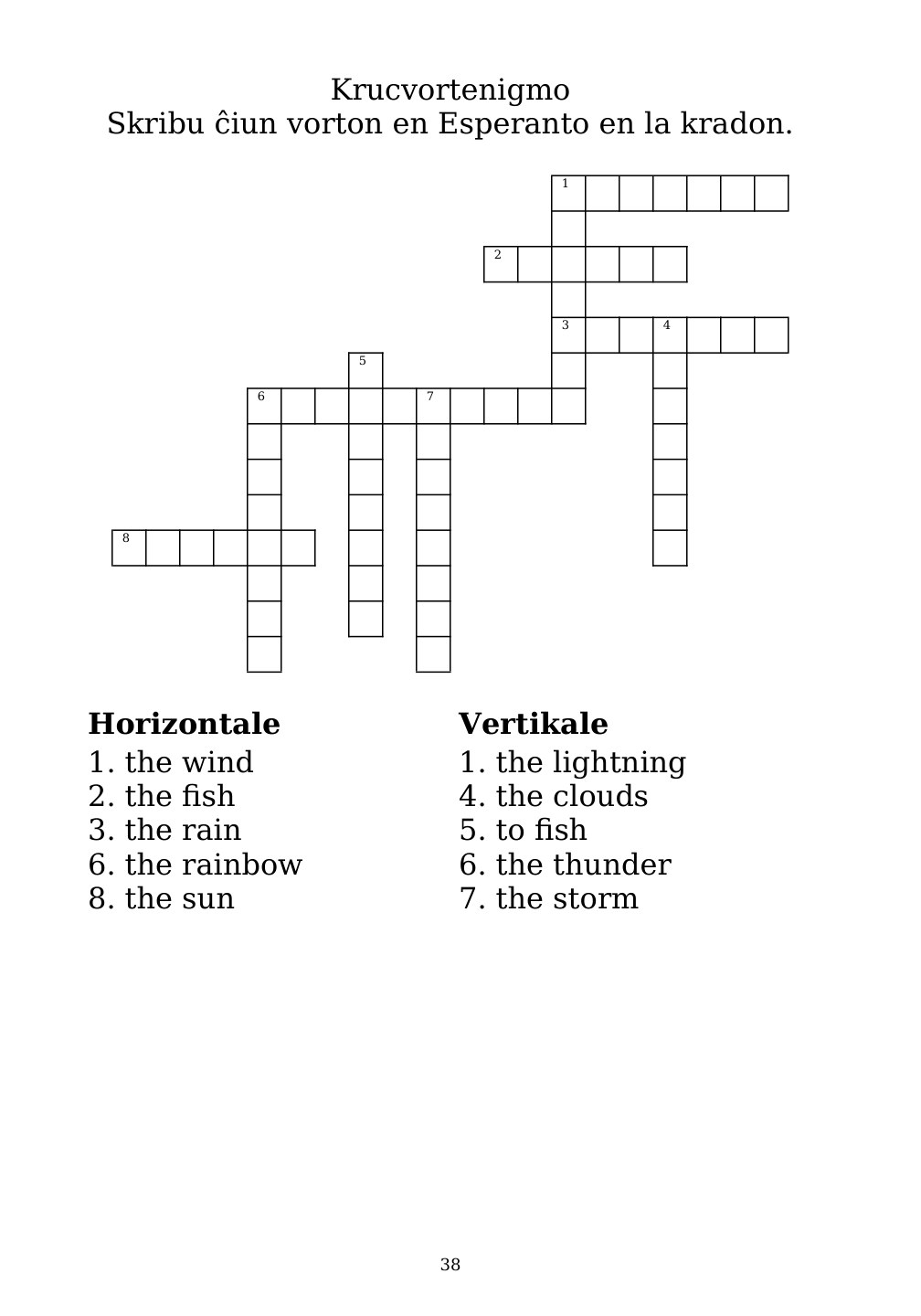 Crossword puzzle from the workbook