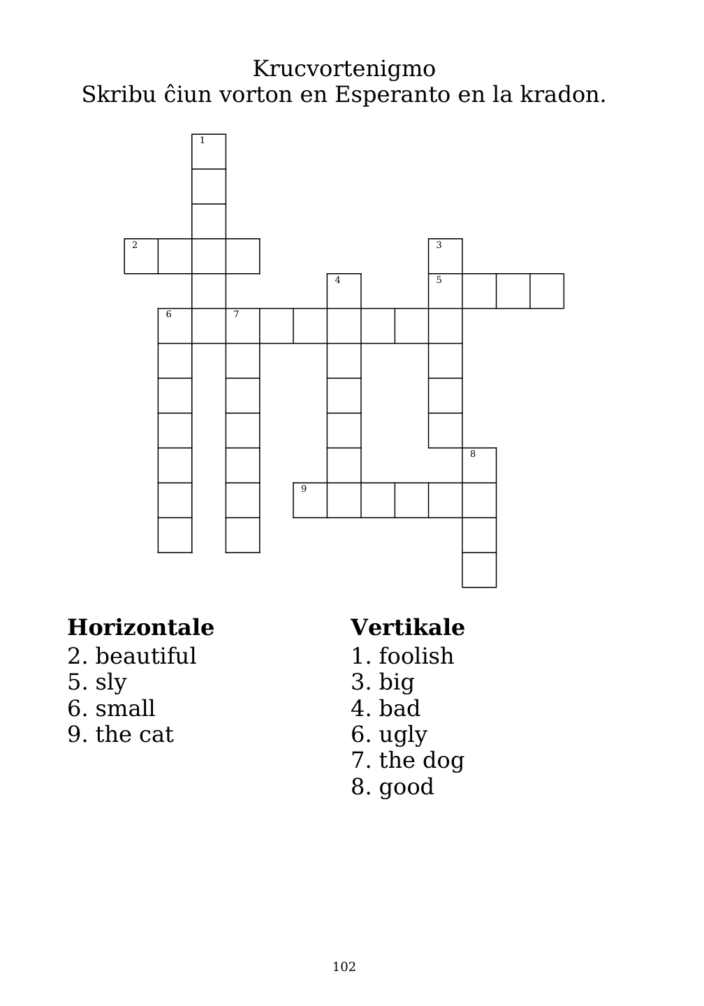 Crossword puzzle from the workbook