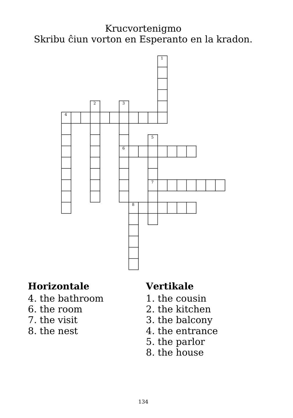 Crossword puzzle from the workbook