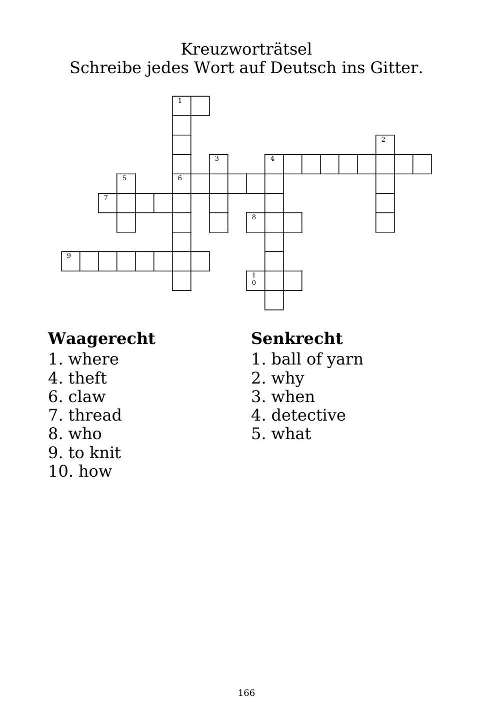 Crossword puzzle from the workbook
