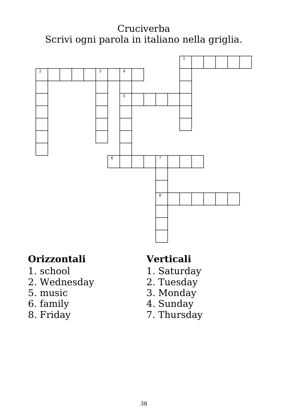 Crossword puzzle from the workbook
