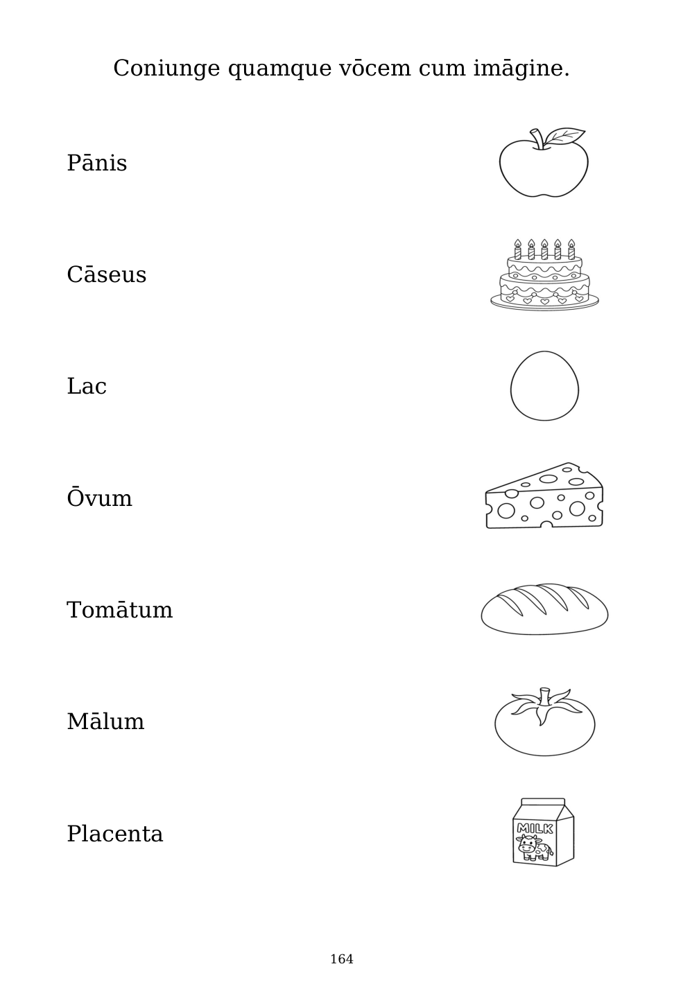 Picture matching exercise with answer lines drawn from each word to its picture