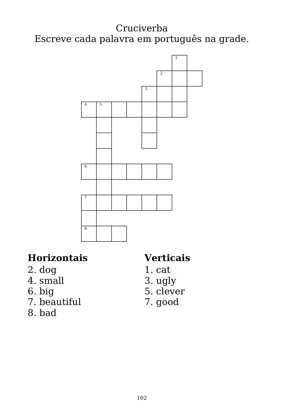Crossword puzzle from the workbook