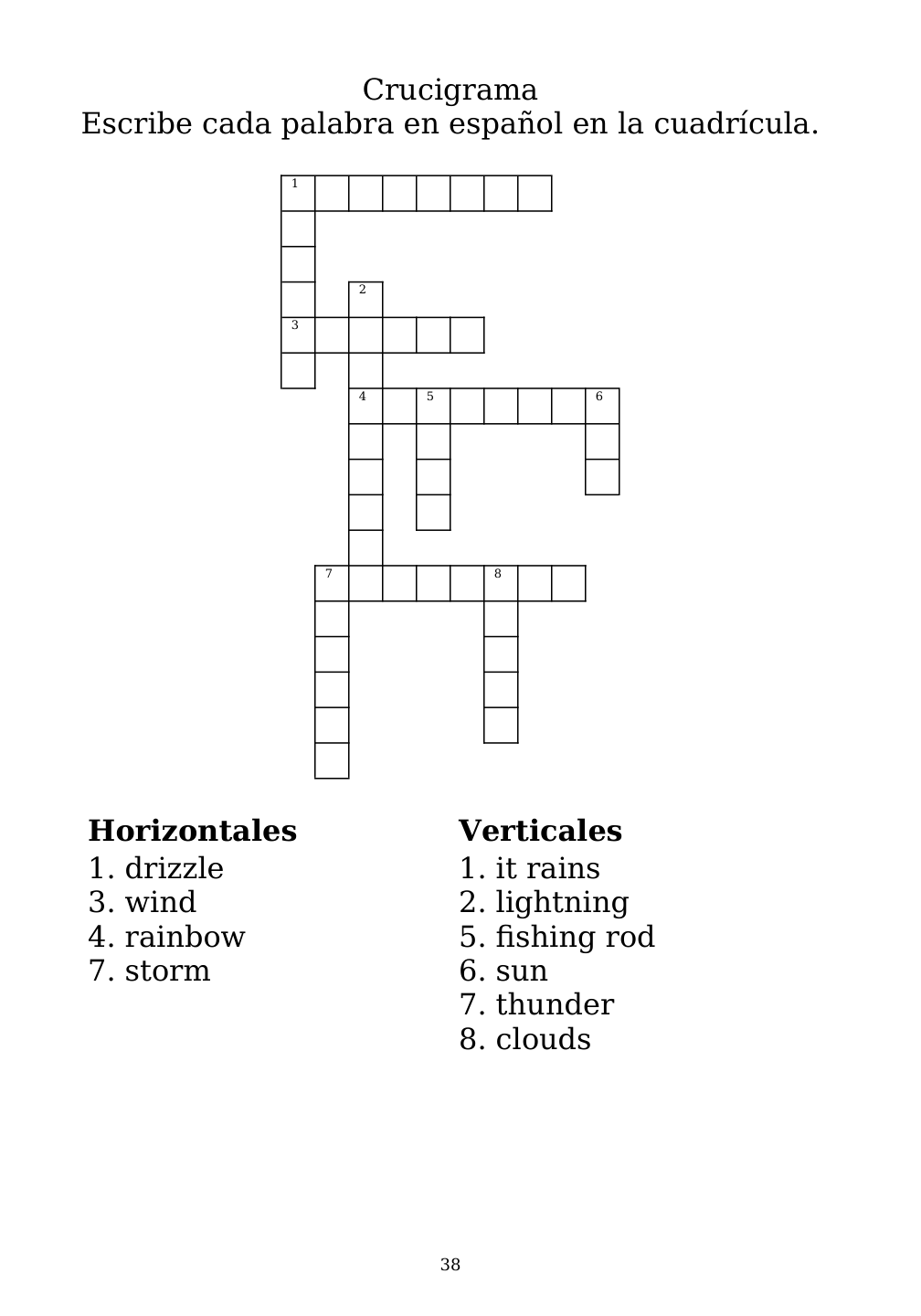 Crossword puzzle from the workbook